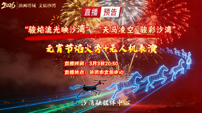 “骏焰流光映沙湾”元宵节焰火秀、“天马凌空  骏彩沙湾”无人机表演